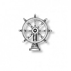 Ships wheel on brass stand...